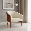 Ver imagem 1 de Poltrona Sala Decorativa Stella Pé Madeira Trapézio Castanho Sintético Pu D03 - D’Rossi