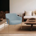 Ver imagem 2 de Poltrona Decorativa Jade Base Aço Ouro Fosco Bouclé Azul Claro - Nexta Casa