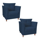 Ver imagem 1 de Kit 02 Poltrona Estofada Com Almofada Isis Recepção Consultório Suede Azul Marinho - LM DECOR
