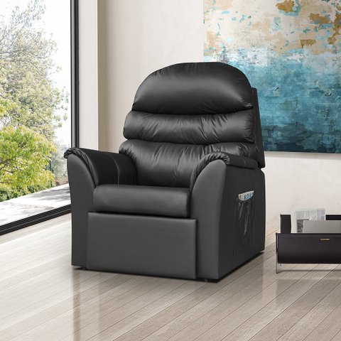 Poltrona Confortável Retrátil e Reclinável - Corino Preto