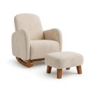 Ver imagem 5 de Poltrona Amamentação Soft Suede Base Balanço com Puff:Bege