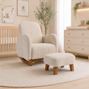 Ver imagem 1 de Poltrona Amamentação Soft Suede Base Balanço com Puff:Bege