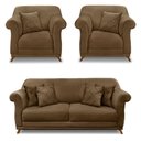 Ver imagem 1 de Kit 2 Poltronas E Sofá 2 Lugares 1,80m Pés Castanho Caramelo