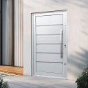 Ver imagem 2 de Porta Pivotante Alumínio Lambril Premium c/Pux.Esq. Elite Branco 240x150 Brimak