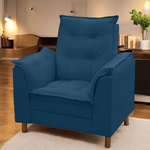Poltrona Isa Escritório Consultório Recepção Suede Azul Marinho - Mabe Magazine