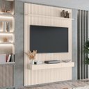 Ver imagem 1 de Painel para Tv até 55 Polegadas 1,39x2,40m Ripado com Nicho Arbo Off White Edn