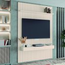 Ver imagem 3 de Painel para Tv até 55 Polegadas 1,39x2,40m Ripado com Nicho Arbo Off White Edn