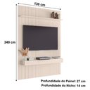 Ver imagem 3 de Painel para Tv até 55 Polegadas 1,39x2,40m Ripado com Nicho Arbo Off White Edn