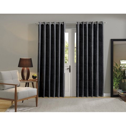 Cortina Jacquard Para Sala/quarto 200x180| Admirare:Preto
