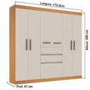 Ver imagem 3 de Guarda Roupa 7 Portas com Cômoda 5 Gavetas 2 Portas Bege/Freijo/White Laca