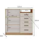 Ver imagem 4 de Guarda Roupa 7 Portas com Cômoda 5 Gavetas 2 Portas Bege/Freijo/White Laca