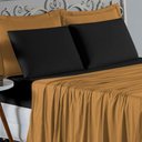 Ver imagem 3 de Jogo de Cama Casal Viúva Nobre 4 Peças Malha 100% Algodão - Cobre / Preto