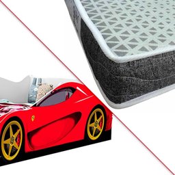 Cama De Carro Vermelho Solteiro Basoto Com Colchão Probel D20 - 3