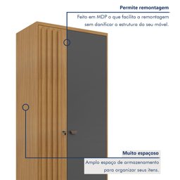 Armário Multiuso Guarda Roupa 2 Portas com Chave Virtus - 2