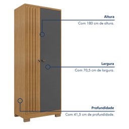Armário Multiuso Guarda Roupa 2 Portas com Chave Virtus - 3