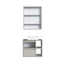 Ver imagem 4 de Conjunto para Banheiro Gabinete Suspenso 60cm com Cuba Espelheira com LED Bege/Arenas