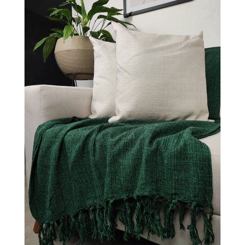 Manta para Sofá Gigante Decorativa Protetora 2,30 x 1,40:Verde-Escuro