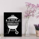 Ver imagem 2 de Quadro A Vida É Melhor Com Churrasco 24x18cm - com vidro:Madeira branca