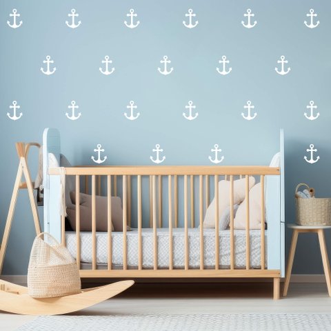Kit 45 Adesivos Âncoras Parede Porta Decoração Marinheiro Quarto Infantil