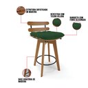 Ver imagem 6 de kit 04 Banquetas Giratória Costela Veludo Verde Base Madeira MA70 - D'Rossi DRossi