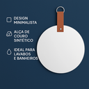 Ver imagem 5 de Espelho Decorativo de Parede Redondo 28cm com Alça de Couro Sintético para Pendurar