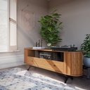 Ver imagem 1 de Rack Curvo para Tv de até 70" com 01 Gaveta 180cm 100% Mdf Tb300 Dalla Costa-freijó/preto Fosco