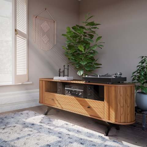 Rack Curvo para Tv de até 70" com 01 Gaveta 180cm 100% Mdf Tb300 Dalla Costa-freijó/preto Fosco