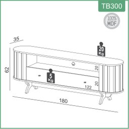 Rack Curvo para Tv de até 70" com 01 Gaveta 180cm 100% Mdf Tb300 Dalla Costa-freijó/preto Fosco - 3