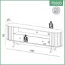 Rack Curvo para Tv de até 70" com 01 Gaveta 180cm 100% Mdf Tb300 Dalla Costa-freijó/preto Fosco - 3