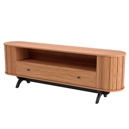 Rack Curvo para Tv de até 70" com 01 Gaveta 180cm 100% Mdf Tb300 Dalla Costa-freijó/preto Fosco - 4