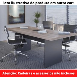 Mesa de Reunião Retangular 260 x 120 cm Pé Painel PE25 MDP Cor Preta Base Preta - 2