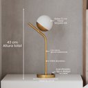 Ver imagem 2 de Kit 2 Abajur Luminária de Mesa Moderno Inclinado Dourado com Vidro Globo e Lâmpada Branco Quente