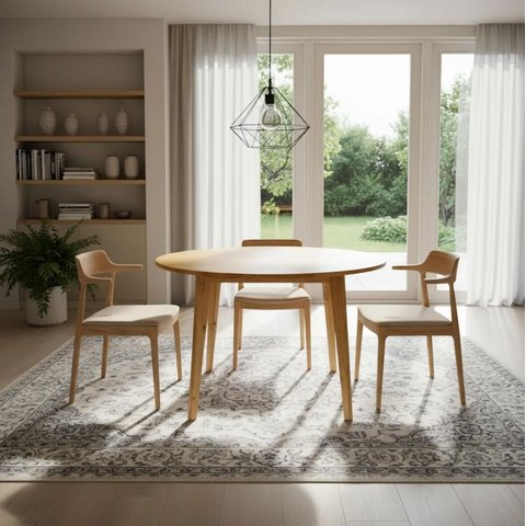 Mesa de Jantar 4 Lugares Redonda 100cm Madeira Cozinha Sala de Jantar