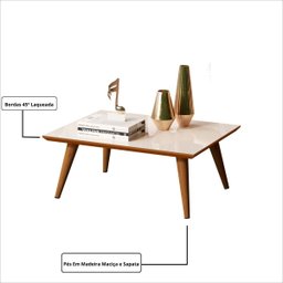 Mesa de Centro Dubai Off White Freijó com Pés em Madeira Dwr - 3