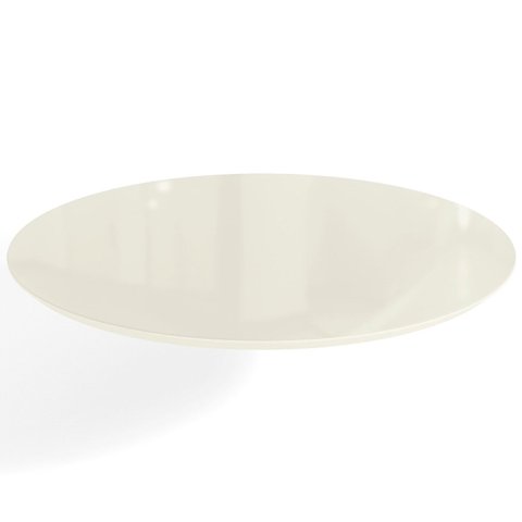 Tampo Redondo Mesa de Jantar com Vidro 105cm Branco/Off White