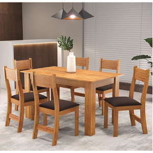 Mesa de Jantar Retangular Zinnia com 6 Cadeiras Brisa Mel/bombom- Casa Giulia