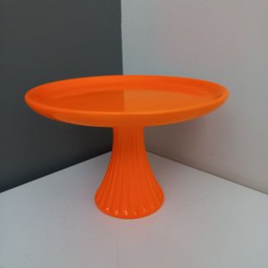 Boleira com Pé Cerâmica para Festas 19 Cm Casa Dami Decor Laranja