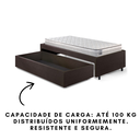Ver imagem 3 de Base Box Cama Solteirão Sapateira Courino Linho Marrom e Colchão Hanover Inducol 96x203