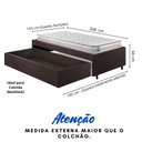 Ver imagem 5 de Base Box Cama Solteirão Sapateira Courino Linho Marrom e Colchão Hanover Inducol 96x203