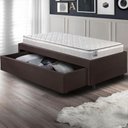 Ver imagem 6 de Base Box Cama Solteirão Sapateira Courino Linho Marrom e Colchão Hanover Inducol 96x203