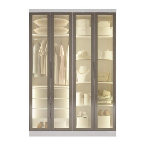 Guarda Roupa Modulado Solteiro 4 Portas 3 Gavetas e 1 Cabideiro Reflecta com LED 100% MDF Cairo