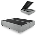 Ver imagem 5 de Base Cama Box Baú Casal Bipartido 138x188x42cm Courino Linho com Pistão a Gás