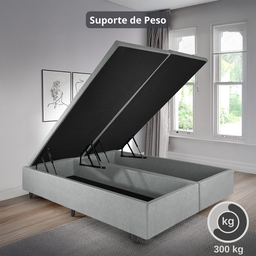 Base Cama Box Baú Casal Bipartido 138x188x42cm Courino Linho com Pistão a Gás - 8
