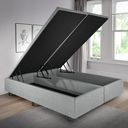 Ver imagem 1 de Base Cama Box Baú Casal Bipartido 138x188x42cm Courino Linho com Pistão a Gás