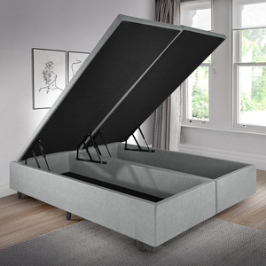 Base Cama Box Baú Casal Bipartido 138x188x42cm Courino Linho com Pistão a Gás