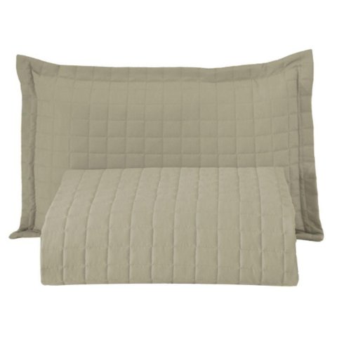 Kit Cobre Leito Colcha Monaco Solteiro Dupla Face 2 Peças Cáqui 100% Poliéster