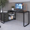Ver imagem 2 de Escrivaninha de Canto 3 Gavetas P1063 Grafite Preto Pp Milani Store