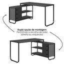 Ver imagem 6 de Escrivaninha de Canto 3 Gavetas P1063 Grafite Preto Pp Milani Store