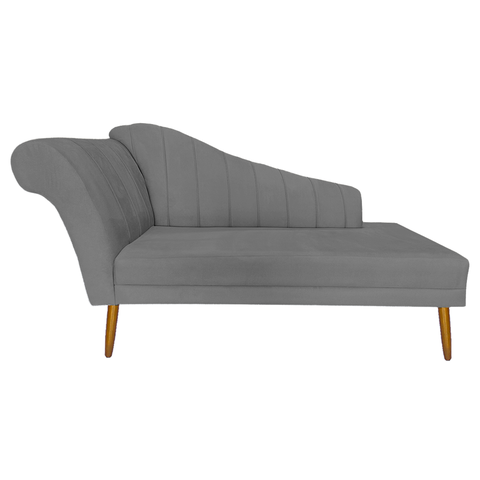 Recamier Divã Pés Palito para Sala Cecilia 1.60cm Veludo Cinza - Incasa Decor