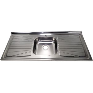 Pia Inox Fabrinox PS1200 120x52cm, cuba central e furo para torneira